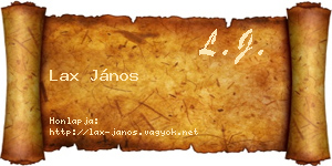 Lax János névjegykártya